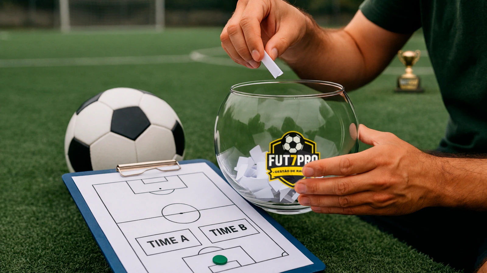 Sorteio inteligente no Fut7 para montar times equilibrados no racha
